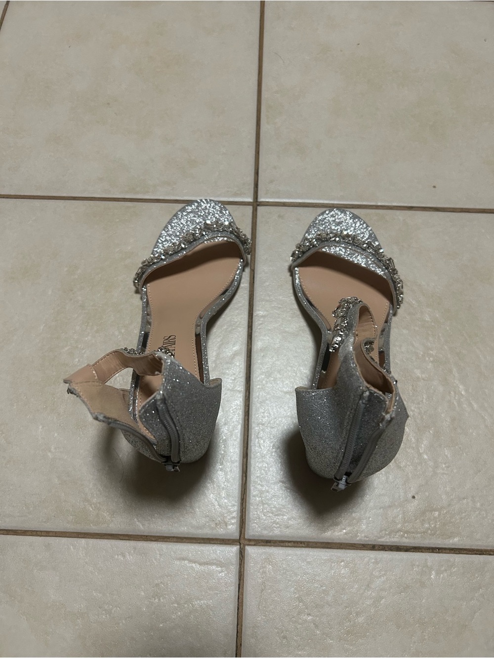 Sparkling Silver Ankle-Strap Evening Sandals - Picture 5 of 5